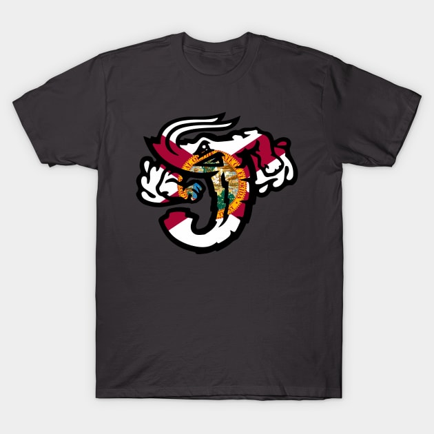 Jacksonville Jumbo Shrimp Florida Flag T-Shirt by justin_weise